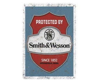 TARGA IN METALLO SMITH & WESSON PROTECTED BY ....