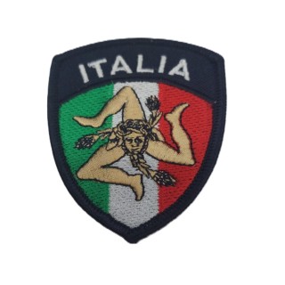 SCUDETTO ITALIA CON TRINACRIA BLU C/VELCRO