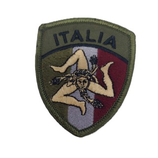 SCUDETTO ITALIA CON TRINACRIA VERDE C/VELCRO