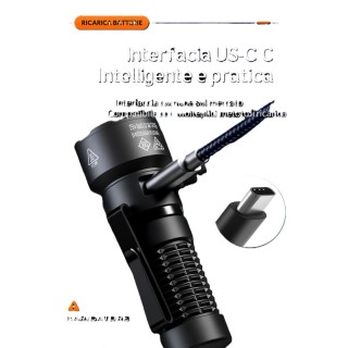 TORCIA SUPERFIRE RICARICABILE A29 NERA 1450 LUMENS